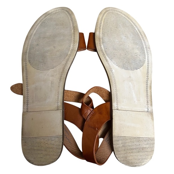 Steve Madden Donddi 11 Leather Brown Tan Strappy Boho Chic Flat Casual Sandals - Picture 8 of 9